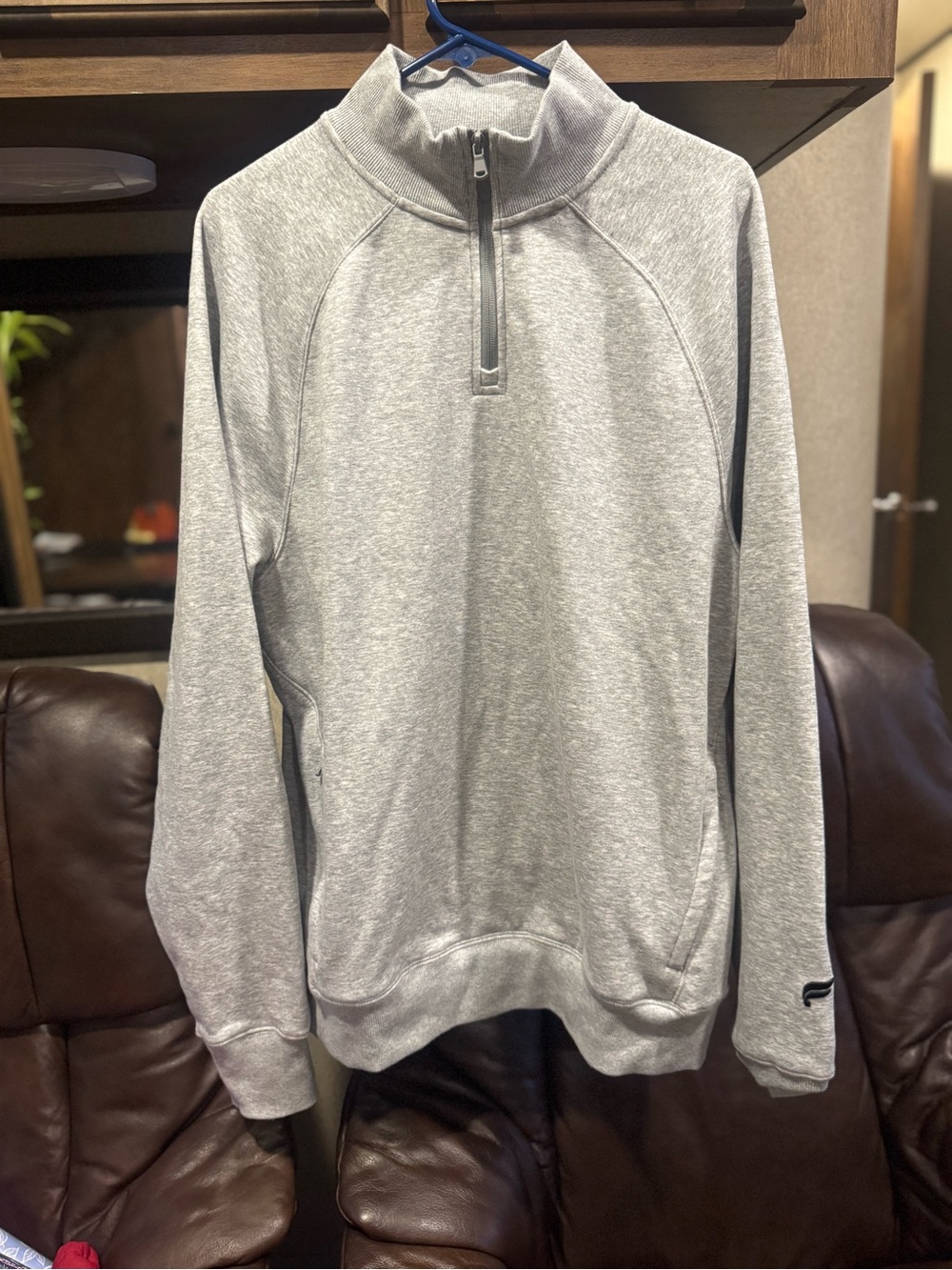 Fabletics Men's Light Gray Zip-Up Quarter Mock Sweater